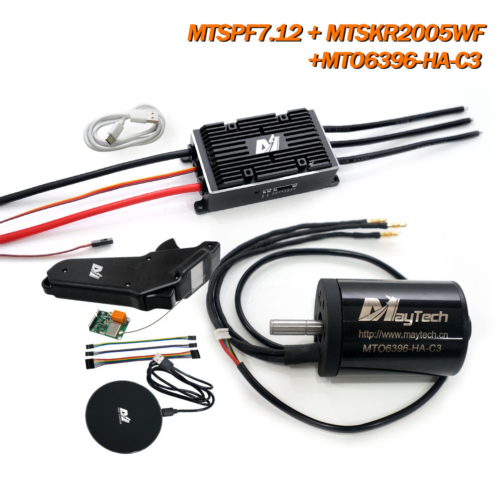 Maytech MTSPF7.12 high current 200A vesctool Compatible motor controller+ 6396 6880 8085 Motor + MTSKR1712 MTSKR1905WF Remote Electric Skateboard Mounatinboard Comb