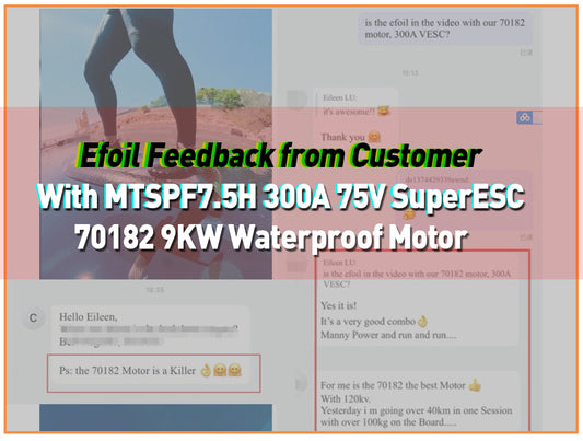 Customer Feedback for Efoil with MTSPF7.5H 300A VESC and 70182 9KW Waterproof Motor
