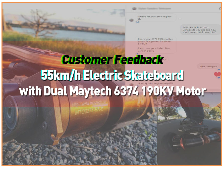Customer Sharing 55km/h Electric Skateboard with Dual Maytech 6374 190KV Motor