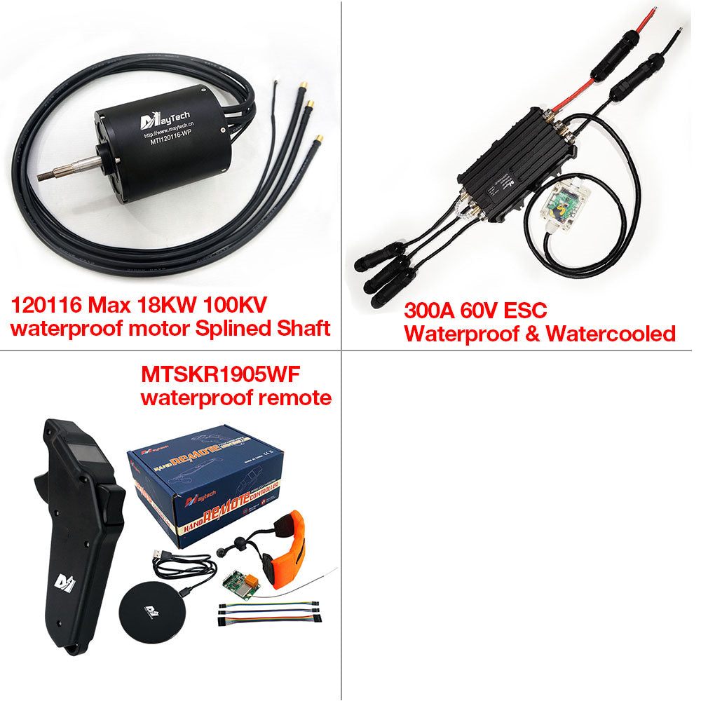 Maytech Fully Waterproof Esurf/Boat Kit MTI120116-WP+MTSF300A-WP+MTSKR1905WF+Water Pump Set+MTS2009AS 300A 80V Anti-spark Switch