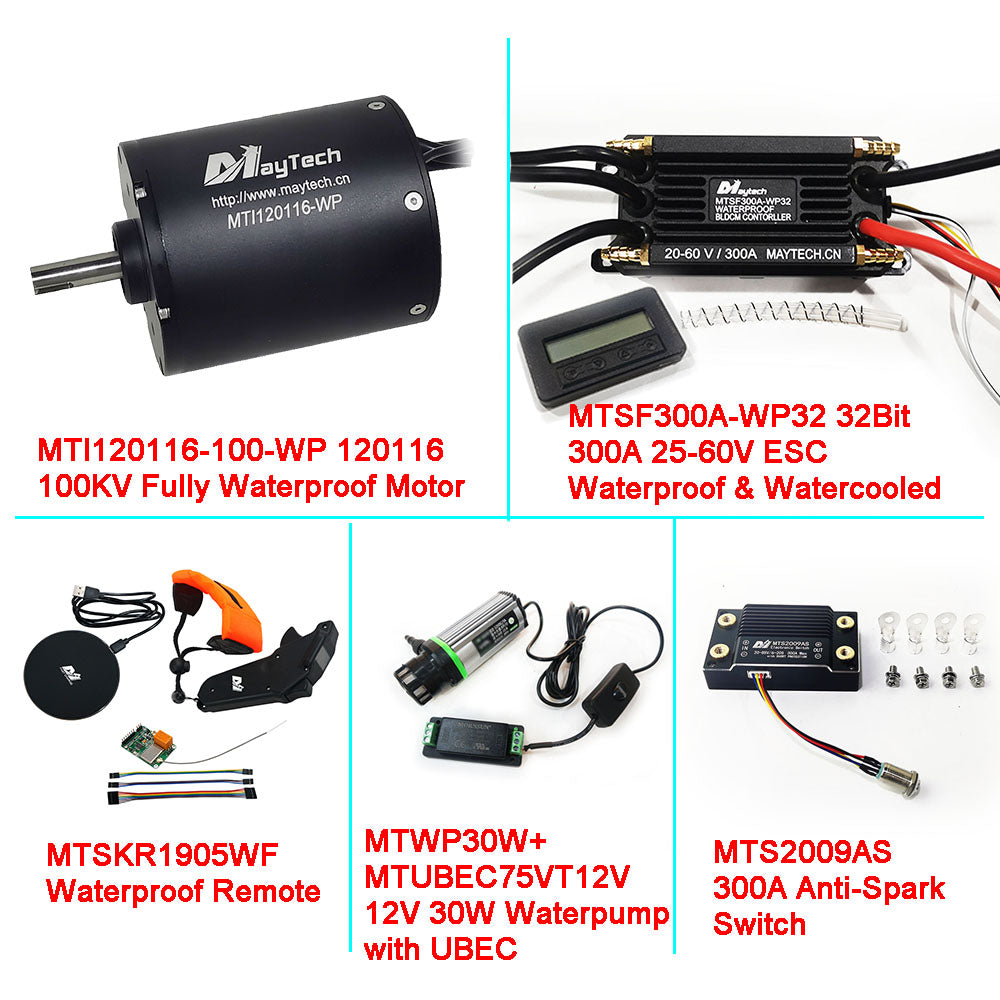 Maytech Fully Waterproof Esurf/Boat Kit MTI120116-WP+300A 32Bit ESC+MTSKR1905WF+Water Pump Set+MTS2009AS 300A Anti-spark Switch
