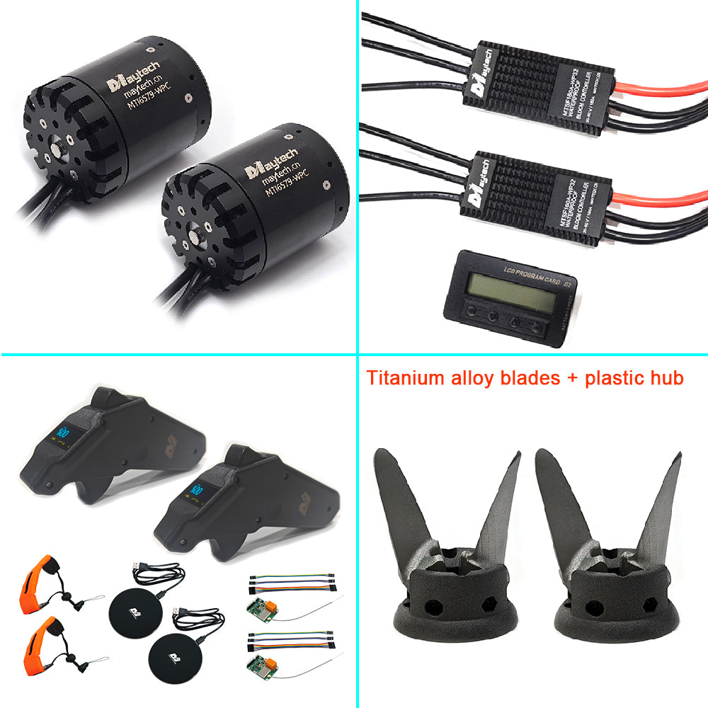 Foil Boost Pro Kit Up to 41kg Thrust Waterproof Efoil Assists System 6579 Motor + 160A ESC + V3.0 Remote for Esurf Electric Kayak Thruster Tow Boogie Foil