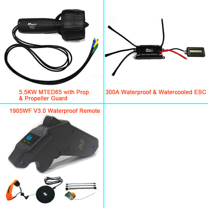 IP68 Waterproof Efoil Kit 50V 5.5KW MTED65 Motor with Alu Prop and Prop Guard + 300A ESC + V3 Remote + Antispark Swtch