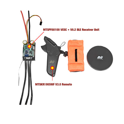 Maytech V8.2 BLE Unit with MTSRR1905WF Receiver + V3 MTSKR1905WF Remote + 60100 VESC for Foil Assist Esk8 Tiny Size