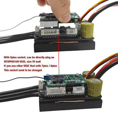 Maytech V8.2 BLE Unit with MTSRR1905WF Receiver + V3 MTSKR1905WF Remote + 60100 VESC for Foil Assist Esk8 Tiny Size
