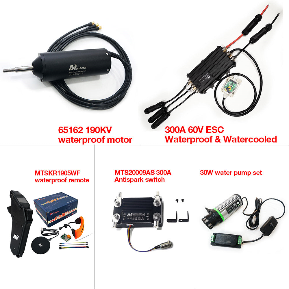 Fully Waterproof Efoil Kits with MTI65162 Motor + 300A ESC + 1905WF Remote + MTS2009AS Switch + 12V 30W Water Pump