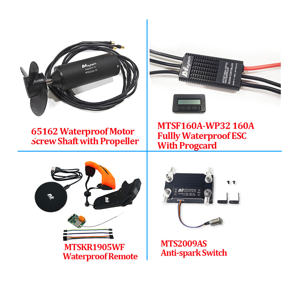 Fully Waterproof Light Weight Efoil Kits foil boost kit with MTI65162 Motor + 160A waterproof ESC + 1905WF waterproof Remote + MTS2009AS Switch