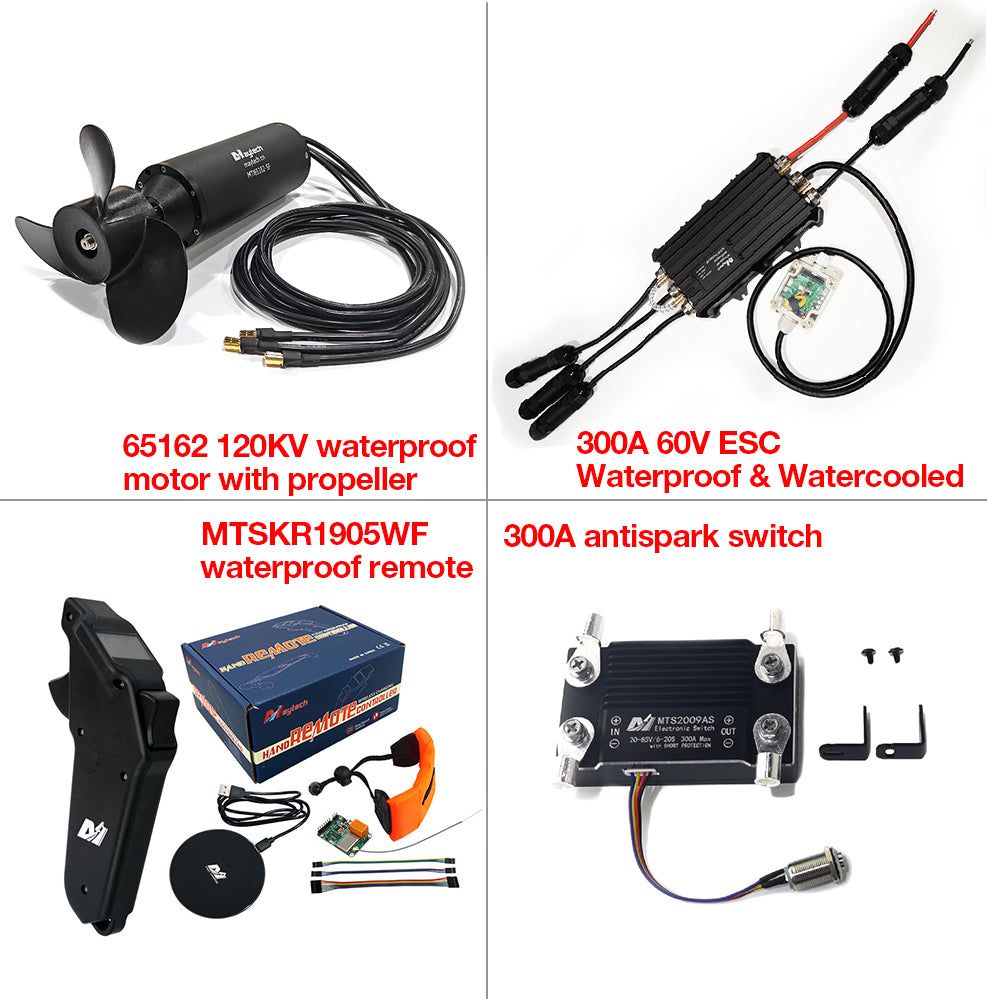 Fully Waterproof Efoil Kits with MTI65162 Motor + 300A ESC + 1905WF Remote + MTS2009AS Switch + 12V 30W Water Pump