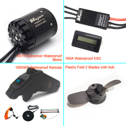 Foil Boost Pro Kit Up to 41kg Thrust Waterproof Efoil Assists System 6579 Motor + 160A ESC + V3.0 Remote for Esurf Electric Kayak Thruster Tow Boogie Foil