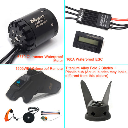 Foil Boost Pro Kit Up to 41kg Thrust Waterproof Efoil Assists System 6579 Motor + 160A ESC + V3.0 Remote for Esurf Electric Kayak Thruster Tow Boogie Foil