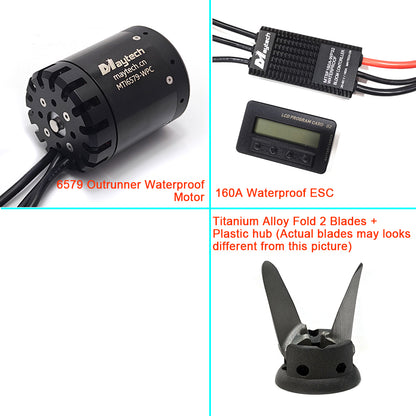 Foil Boost Pro Kit Up to 41kg Thrust Waterproof Efoil Assists System 6579 Motor + 160A ESC + V3.0 Remote for Esurf Electric Kayak Thruster Tow Boogie Foil