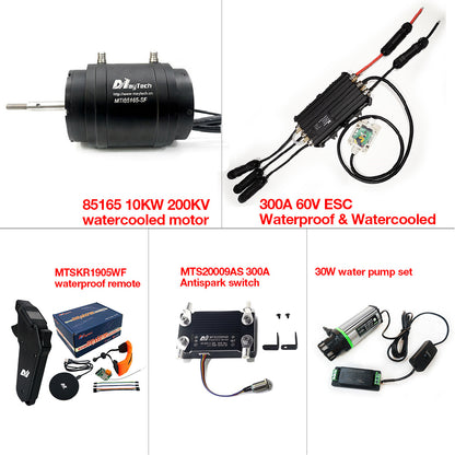 Esurf/ Efoil Kit Watercooled 85165 Motor + Waterproof 300A ESC+ MTSKR1905WF Remote + 300A 85V Switch + Water Pump