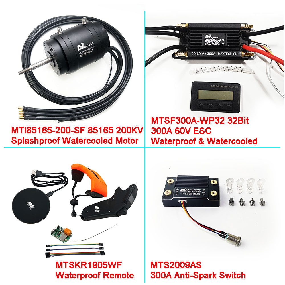 Esurf/ Efoil Kit Watercooled 85165 Motor + Waterproof 300A 32Bit ESC+ MTSKR1905WF Remote + 300A 85V Switch + Water Pump
