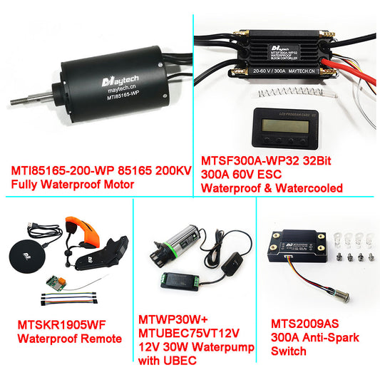 Waterproof Esurf/ Efoil Kit 85165 Motor + 300A 32Bit ESC+ MTSKR1905WF Remote + 300A 85V Switch + Water Pump