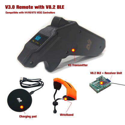 Maytech V8.2 BLE Unit with MTSRR1905WF Receiver + V3 MTSKR1905WF Remote + 60100 VESC for Foil Assist Esk8 Tiny Size