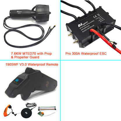 Maytech Pro Electric Underwater Thruster Kit 7.6KW MTED70 Motor + Pro 300A ESC + V3 Remote + 300A Antispark Switch for Electric Tow Boogie Sea Scooter Efoil
