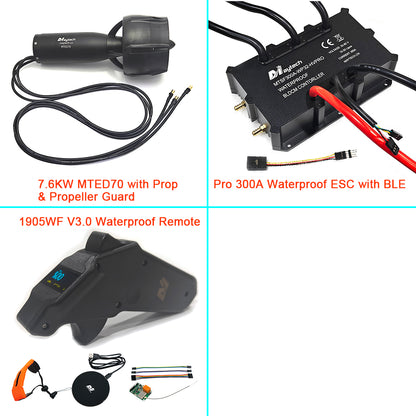Maytech Pro Electric Underwater Thruster Kit 7.6KW MTED70 Motor + Pro 300A ESC + V3 Remote + 300A Antispark Switch for Electric Tow Boogie Sea Scooter Efoil
