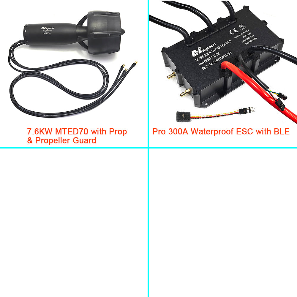 Maytech Pro Electric Underwater Thruster Kit 7.6KW MTED70 Motor + Pro 300A ESC + V3 Remote + 300A Antispark Switch for Electric Tow Boogie Sea Scooter Efoil