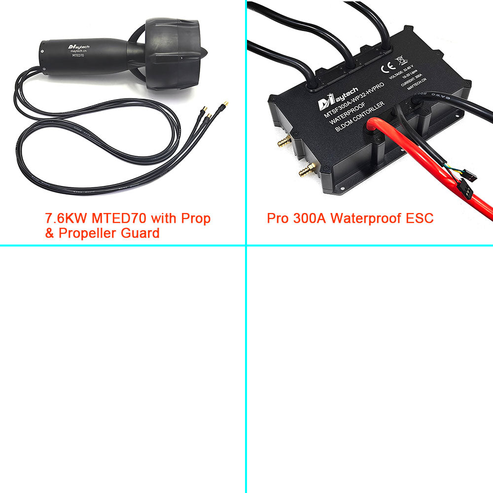 Maytech Pro Electric Underwater Thruster Kit 7.6KW MTED70 Motor + Pro 300A ESC + V3 Remote + 300A Antispark Switch for Electric Tow Boogie Sea Scooter Efoil
