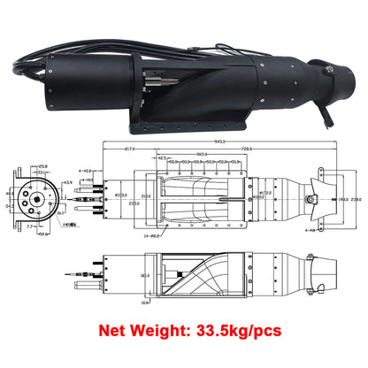Maytech MTWJ40KW Boat Thruster Motor 40KW Powerful Boat Thruster with Impeller Steering Nozzle for Electric Yacht / Jetski / Jetboat