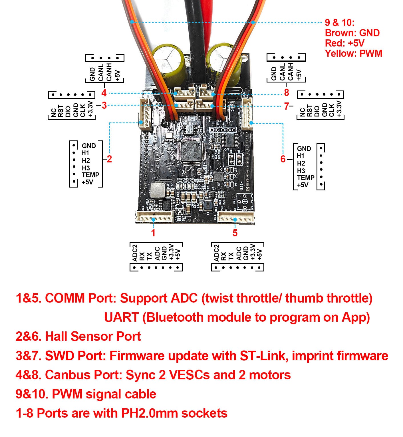 Maytech Dual VESC with Heat Sink 60A based on VESC6 for Electric Skateboard Robots