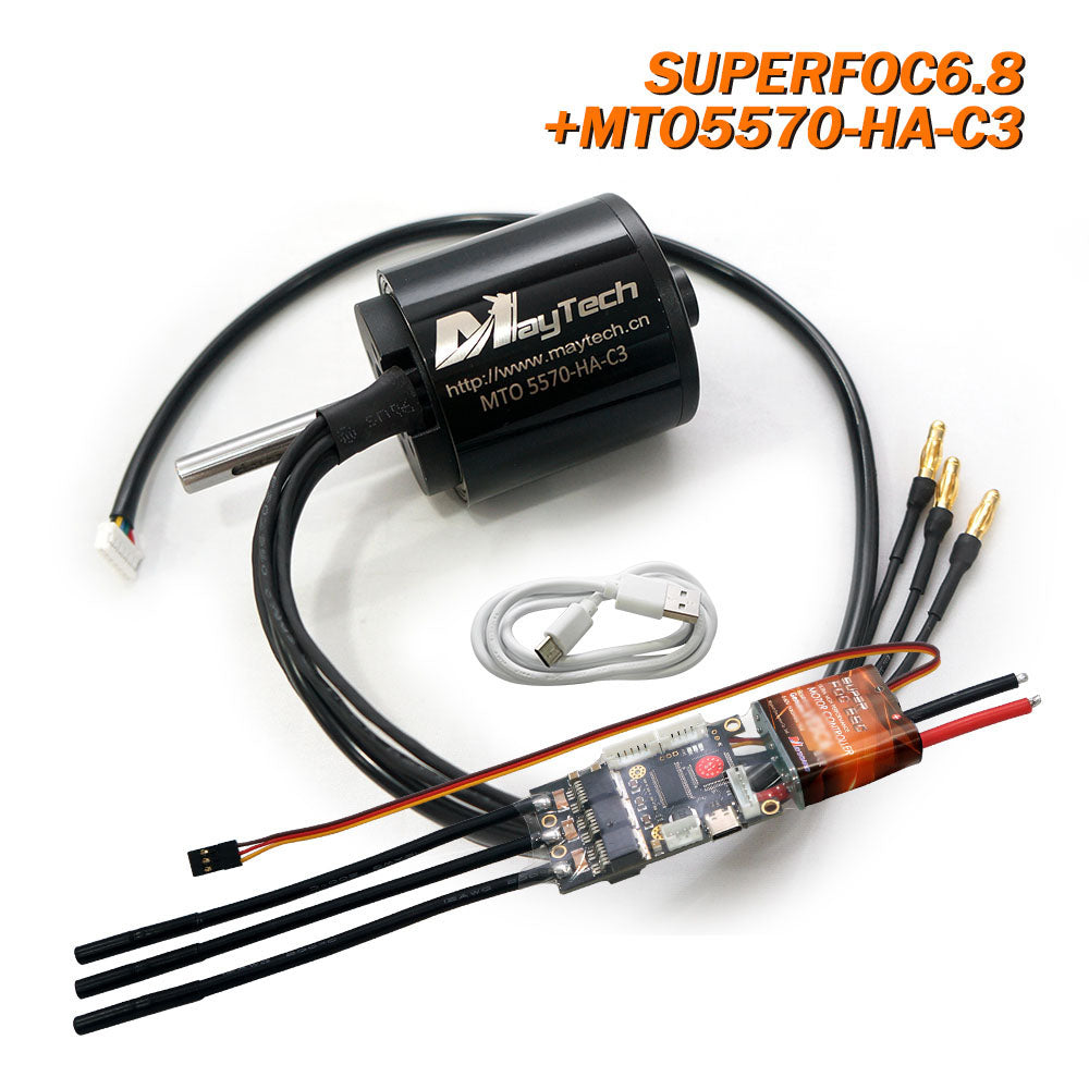 Maytech SUPERFOC6.8 50A V6.0 based Controller Comb with 5055/5065/5570 Brushless Outrunner Sensored Motor for Esk8/Robots