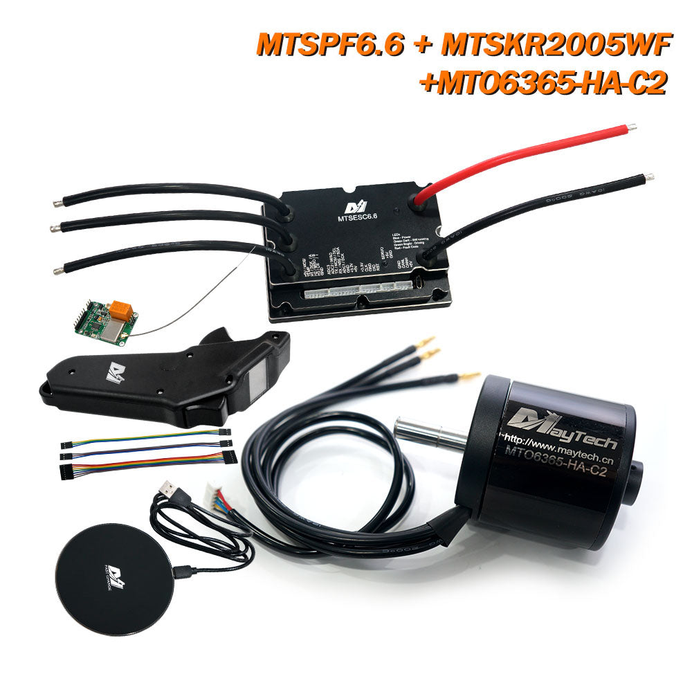 Maytech MTSKR2005WF IP66 Esk8 Waterproof Remote + 200A V6.0 based Controller MTSVESC6.0 + 6355/6365/6374 Brushless Outrunner Motor for Electric Skateboard Mountainboard