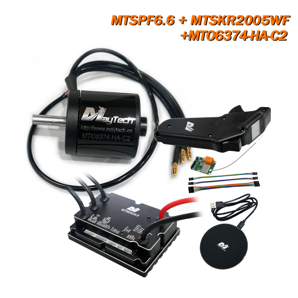 Maytech MTSKR2005WF IP66 Esk8 Waterproof Remote + 200A V6.0 based Controller MTSVESC6.0 + 6355/6365/6374 Brushless Outrunner Motor for Electric Skateboard Mountainboard